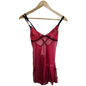 Victoria's Secret red lace sheer baby doll size large